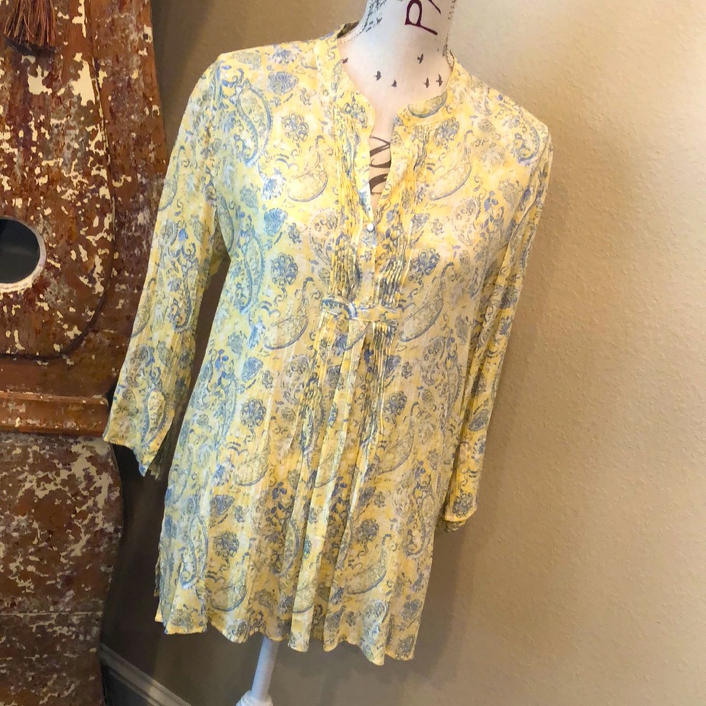 Yellow Blue Paisley Top